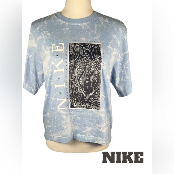 Nike | Athletic Department 1972 Elevation Map Blue Tie Dye T-Shirt - Picture 1 of 7